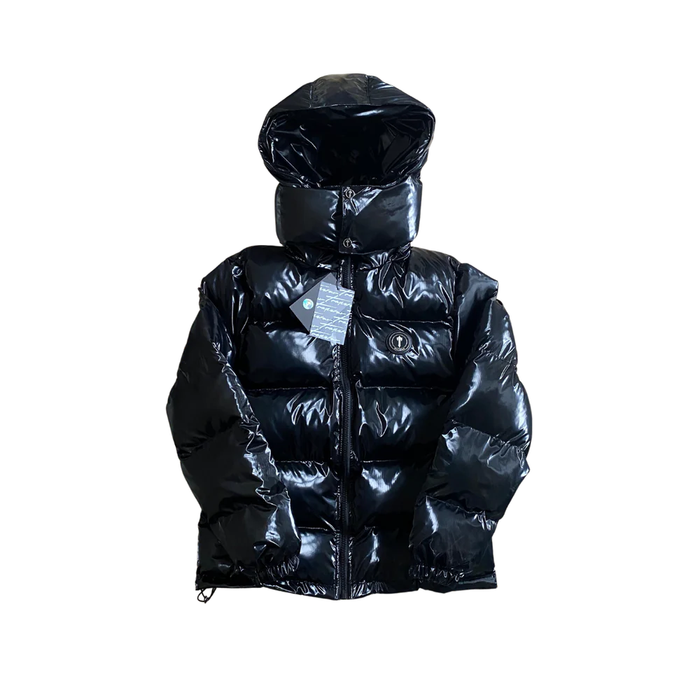 Trpstr Shiny Black Irongate Hooded Puffer Jacket