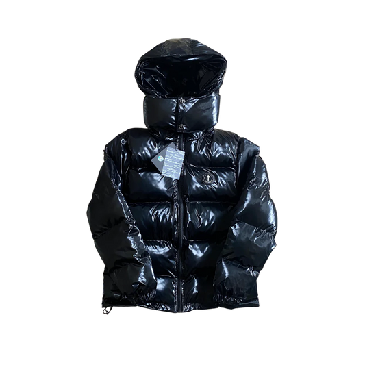 Trpstr Shiny Black Irongate Hooded Puffer Jacket