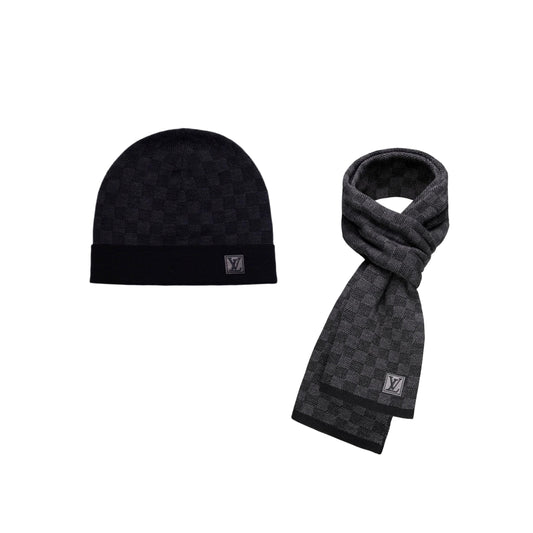 Mens Chequered Scarf - Black