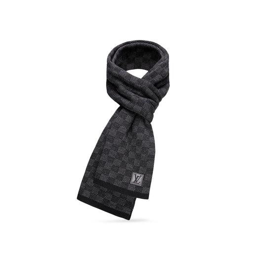 Mens Chequered Scarf - Black