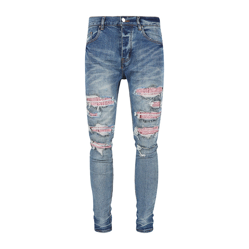 Mens Jeans Blue/Pink - Am*ri